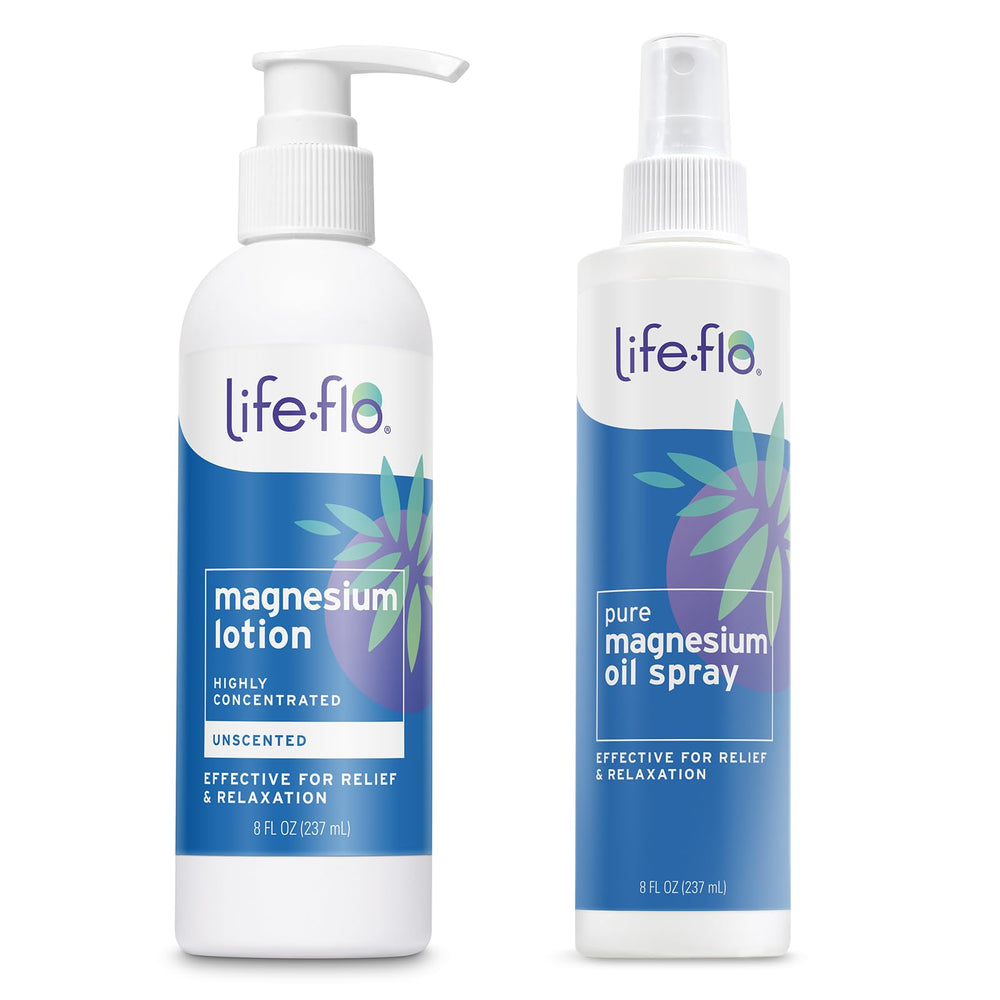 LIFE-FLO Magnesium Lotion unscented 8oz front view for daily hydration and skin softness