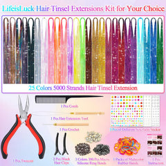 LifeisLuck tinsels in vivid close-up highlighting 200 strands per color.