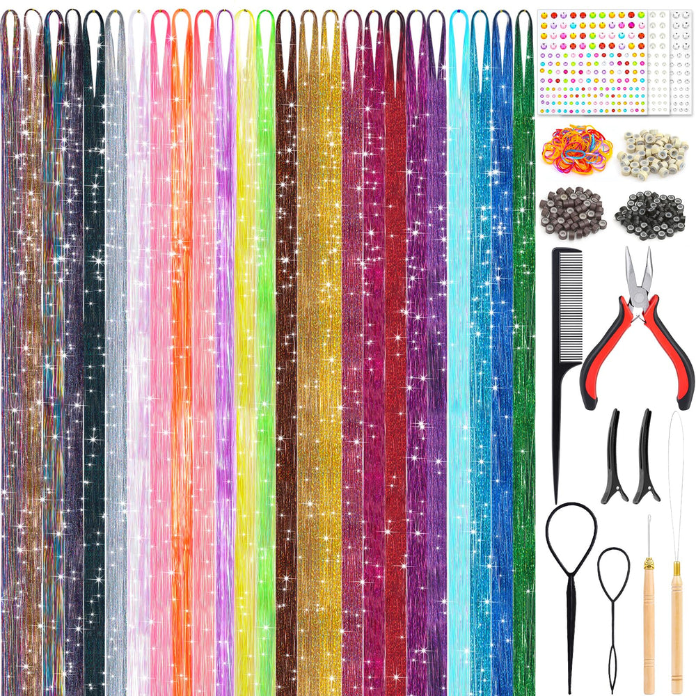 LifeisLuck 25Colors Fairy Hair Tinsels Kit packaging shows color variety and included tools.