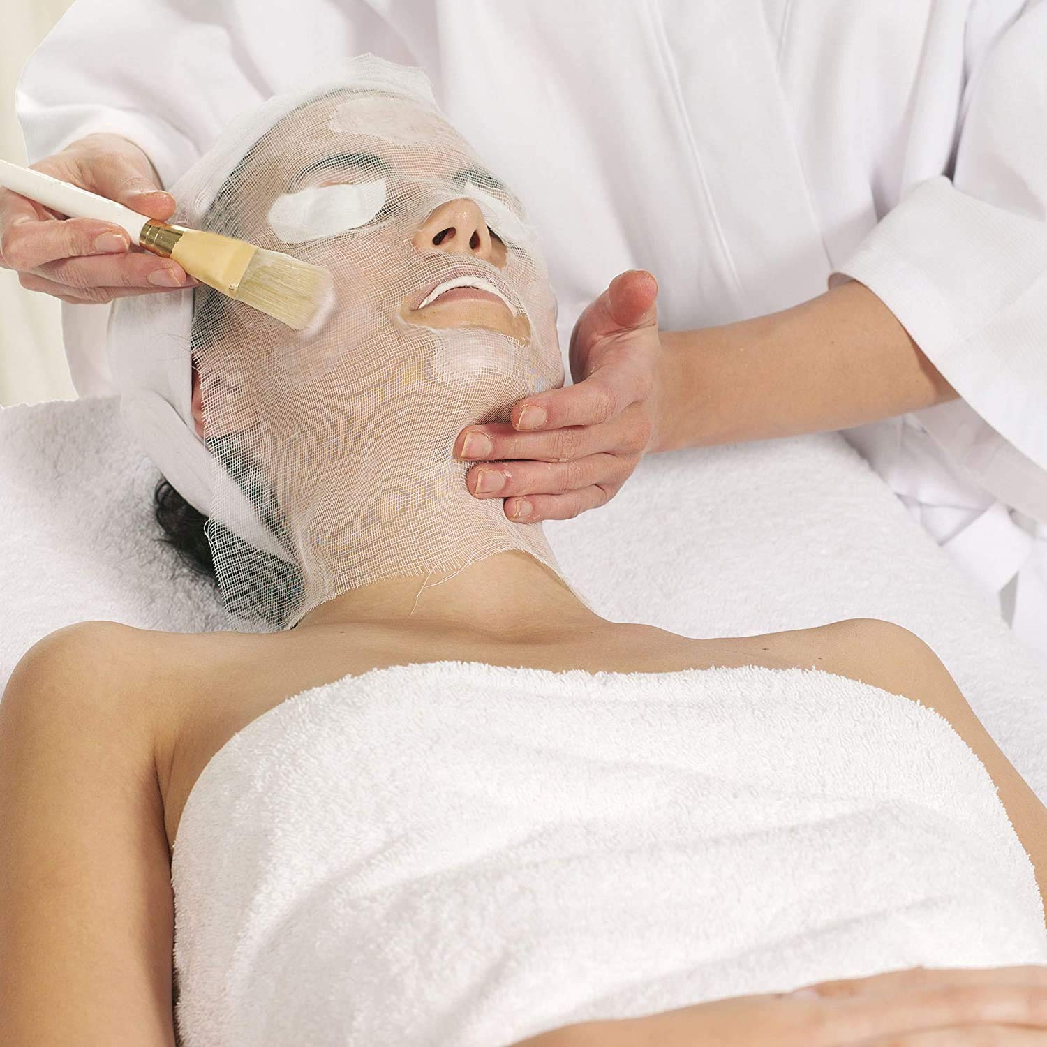 Lifesoft gasa facial: apertura precortada para ojos, nariz y boca, ahorro de tiempo