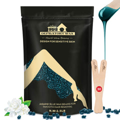 Lifestance 2.5lb blue Brazilian wax kit with 30 applicators for at-home waxing.