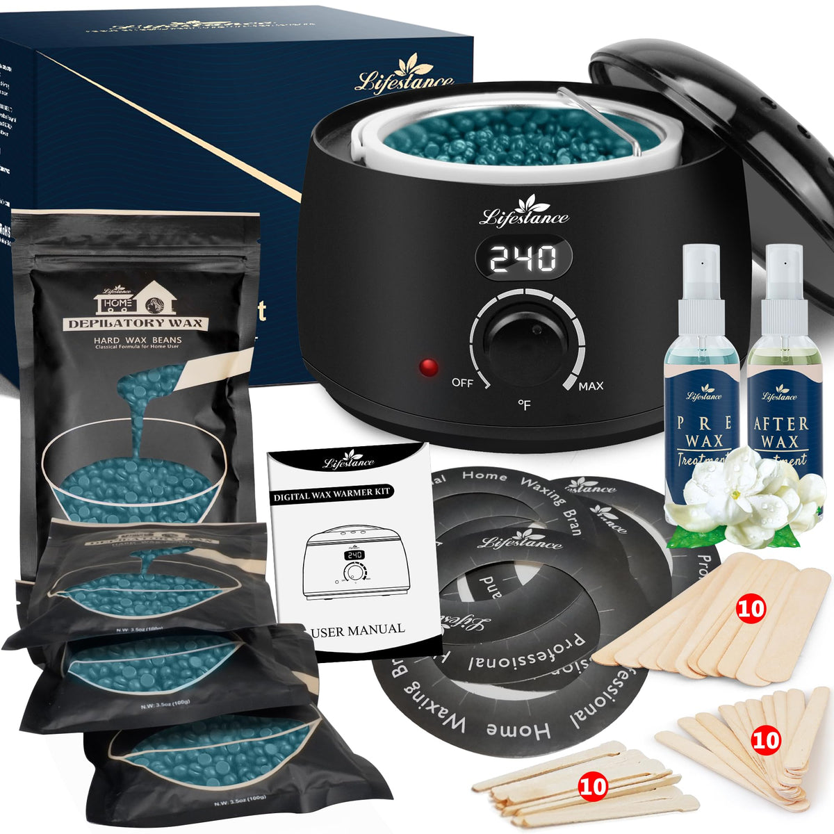 Lifestance L2 wax warmer with LED display for precise heating during at-home waxing.