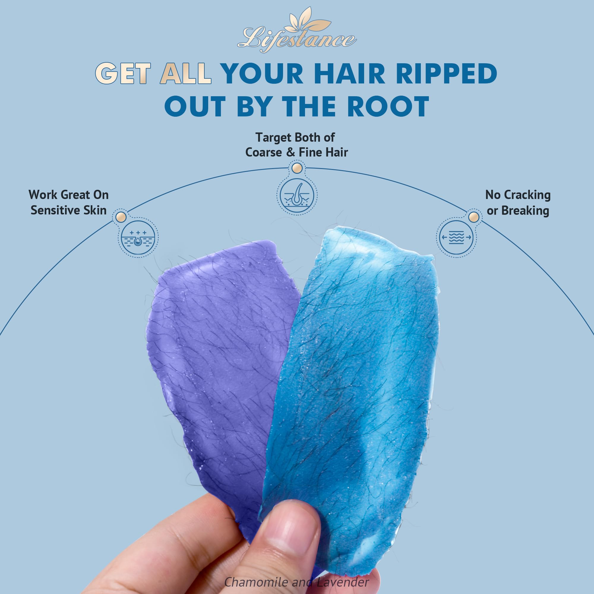 Lifestance blue wax beads designed for targeting coarse hair.