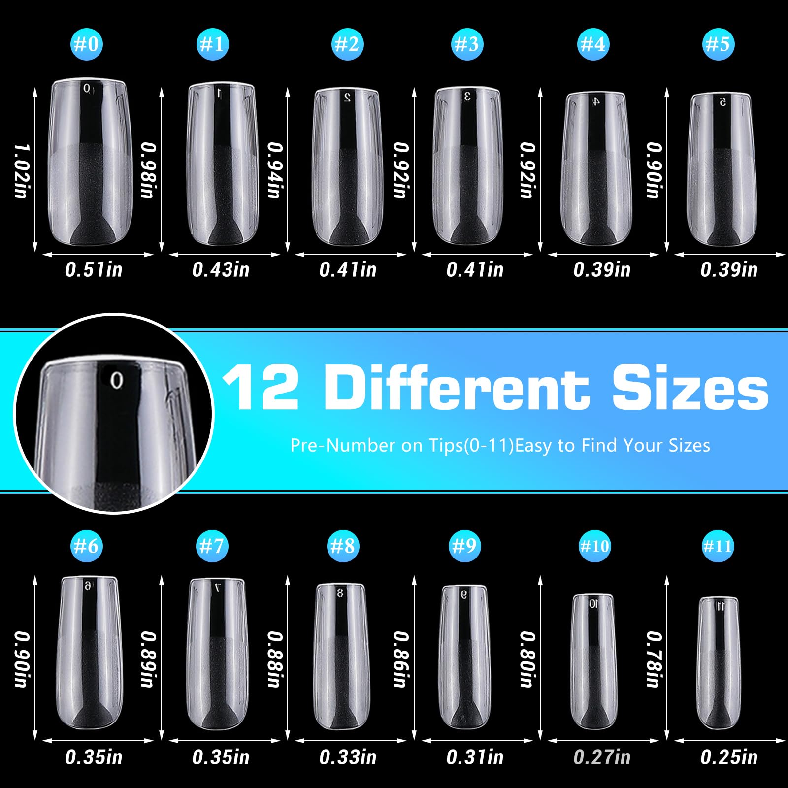 Lifextol 240-piece nail tips kit packaging highlighting versatile sizes.