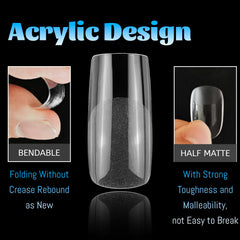 Lifextol full-cover square nail tips with a durable back edge for longevity.