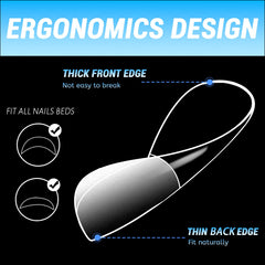 Lifextol pre-etched design gel tips designed for easy fit on nail beds.