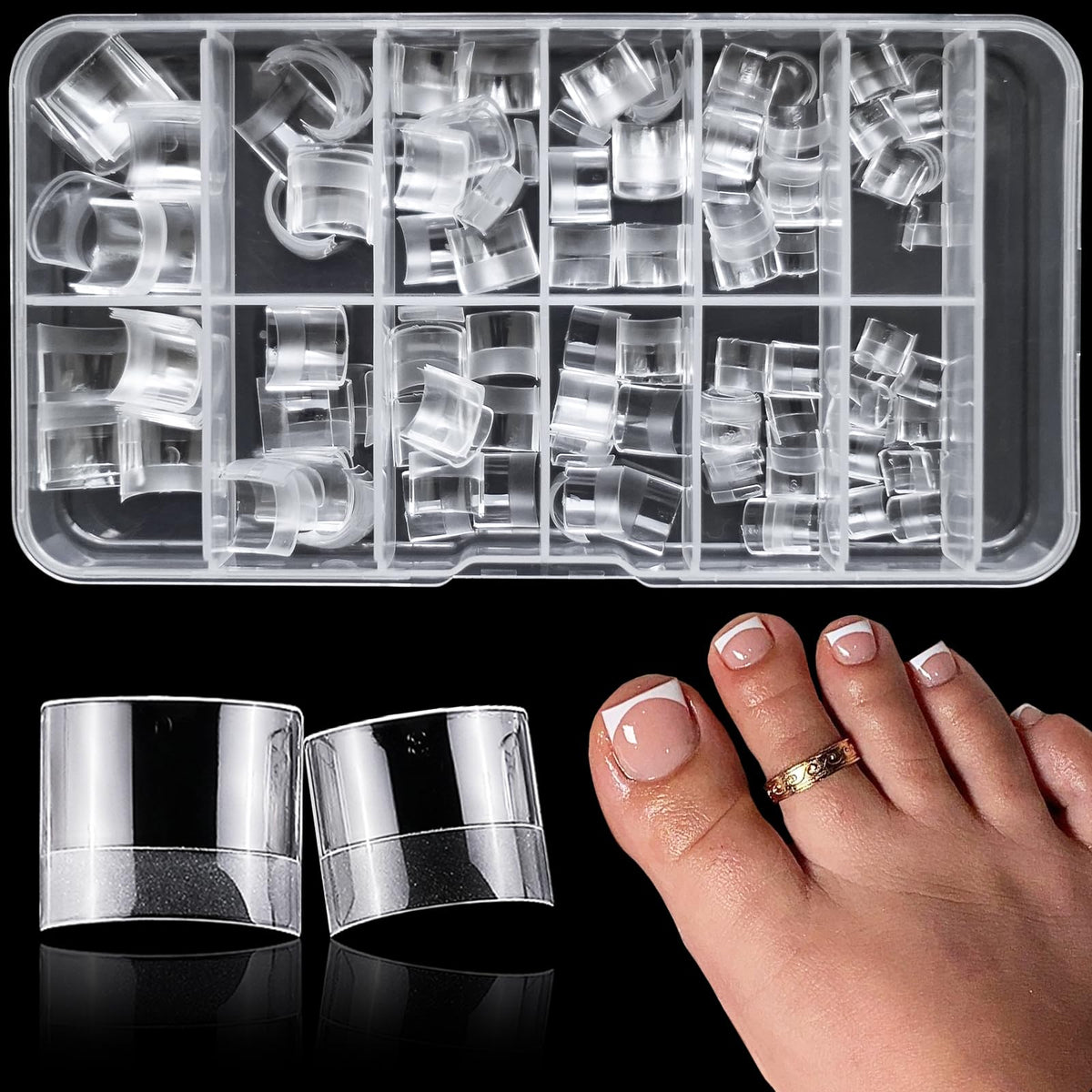 Lifextol Uñas de pie cuadradas claras con acabado brillante para un look natural