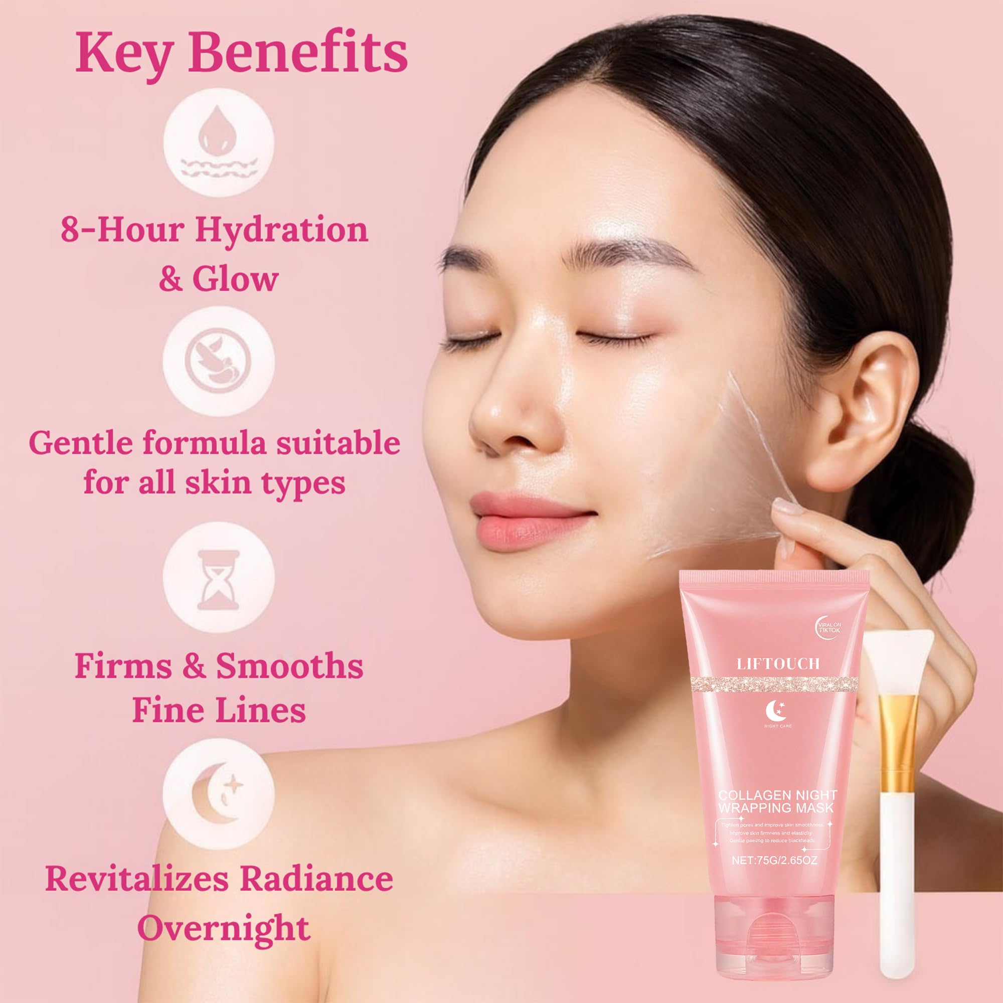 Liftouch brocha de gel para aplicación suave y uniforme de la mascarilla.