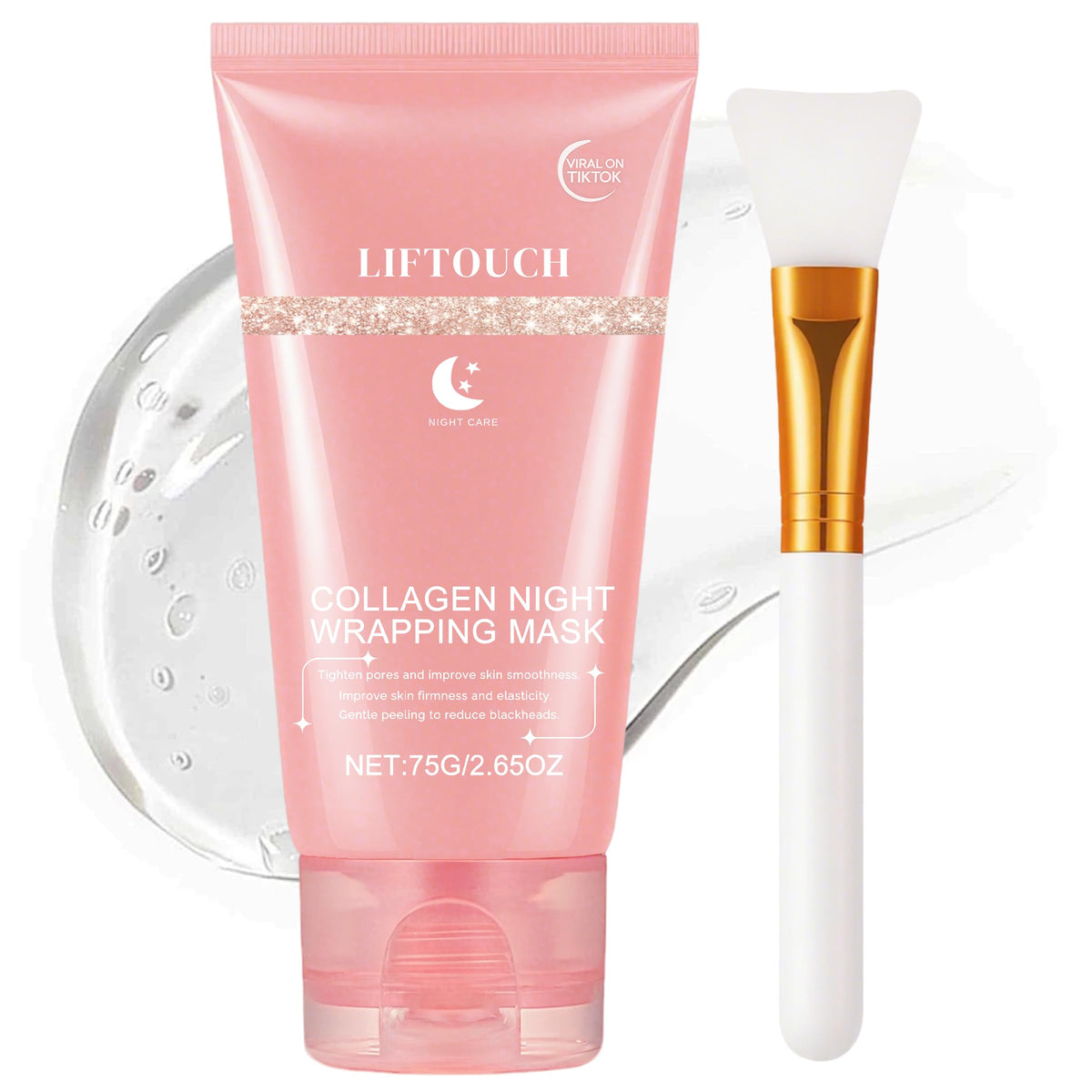 Liftouch máscara nocturna con envoltura de colágeno coreano para una piel radiante al despertar.