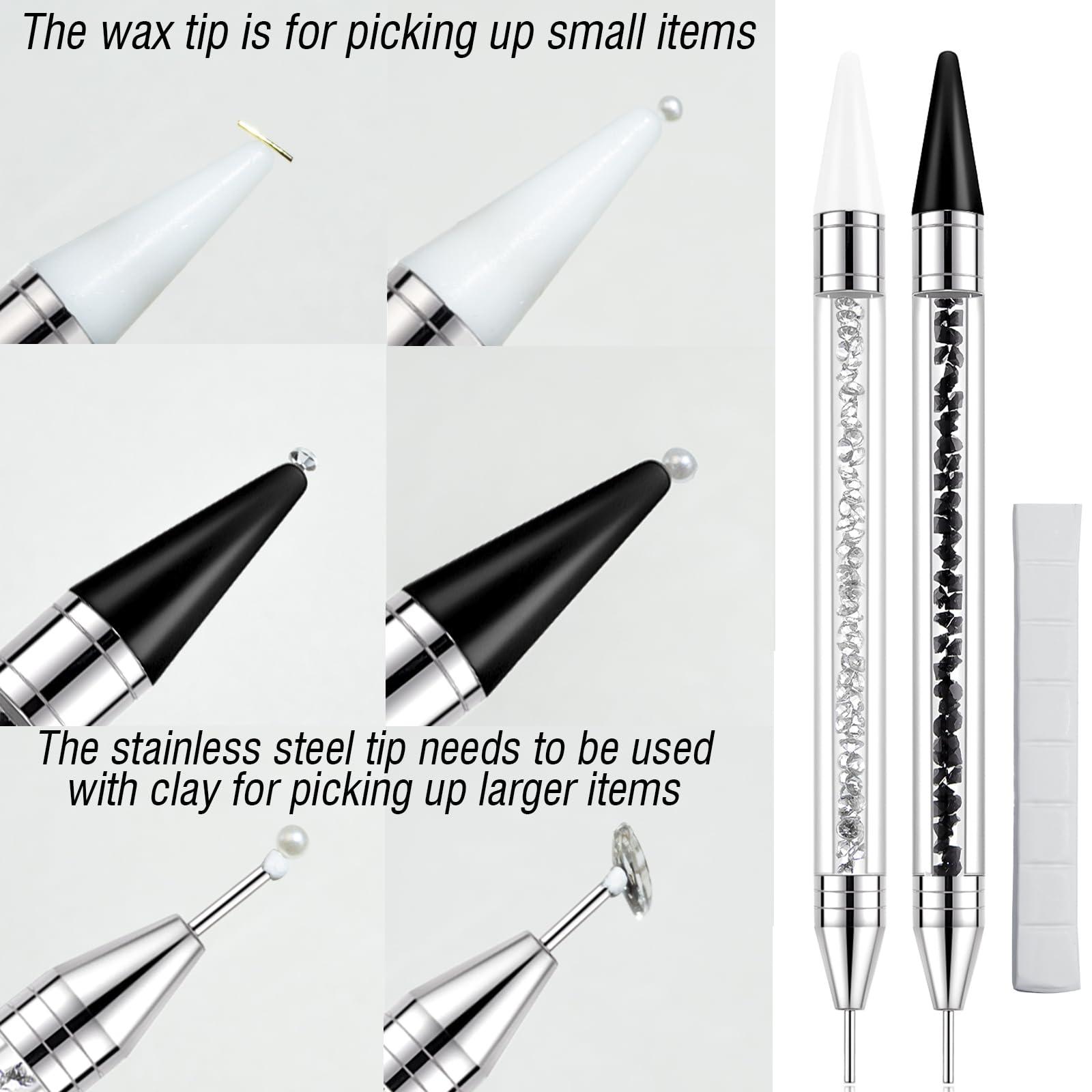 Light Rain wax tip for effortless rhinestone pickup and precise control