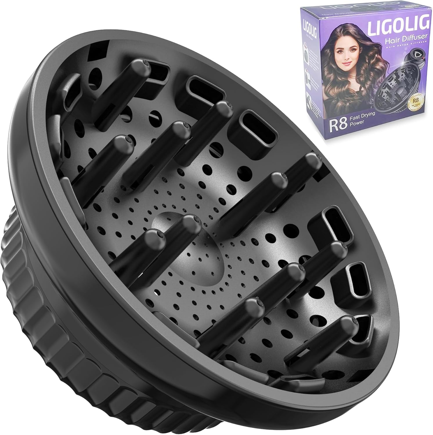 LIGOLIG diffuser attachment universal fit with even airflow for faster drying.