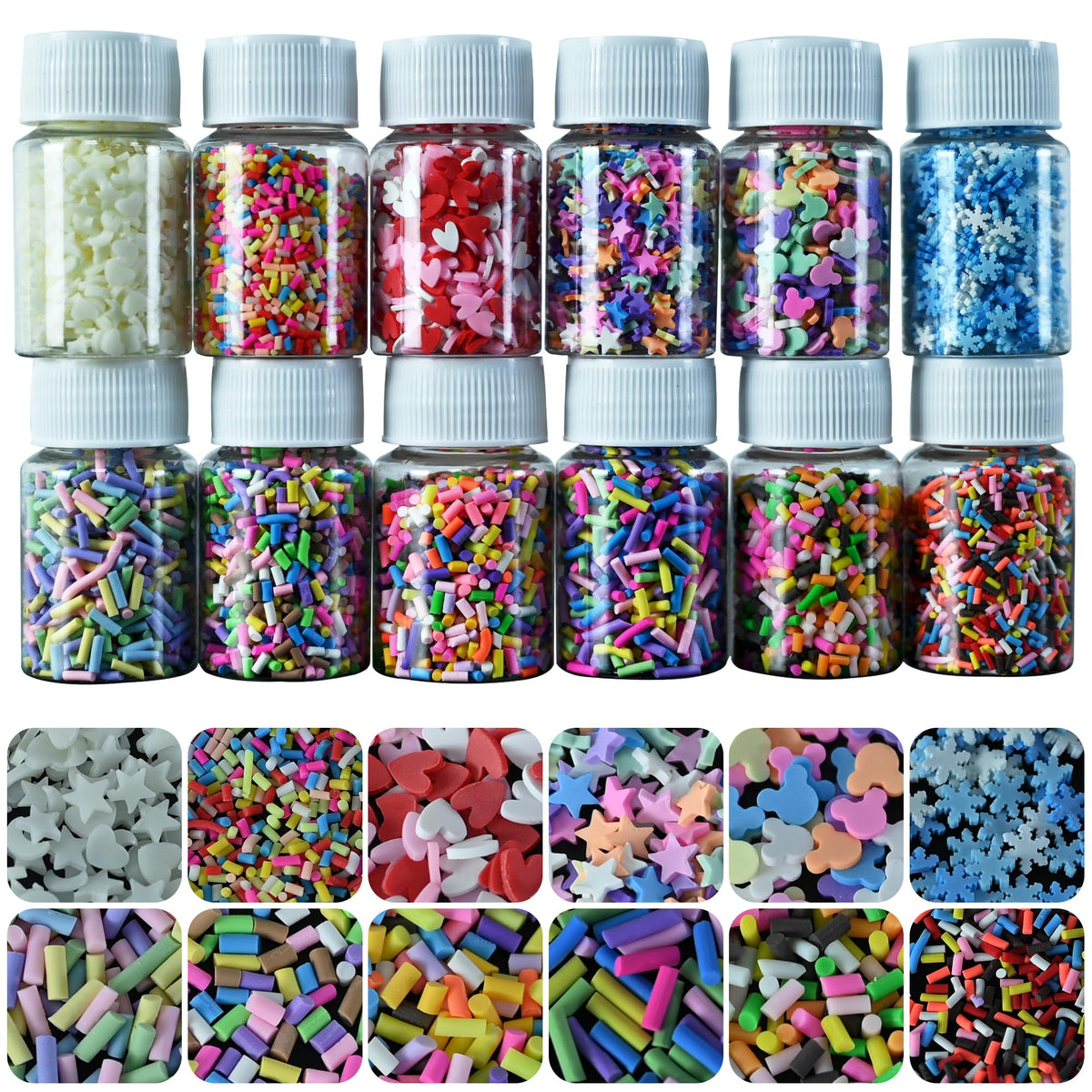 LIKETURE Sprinkles luna-estrella-corazón, color y brillo para manualidades