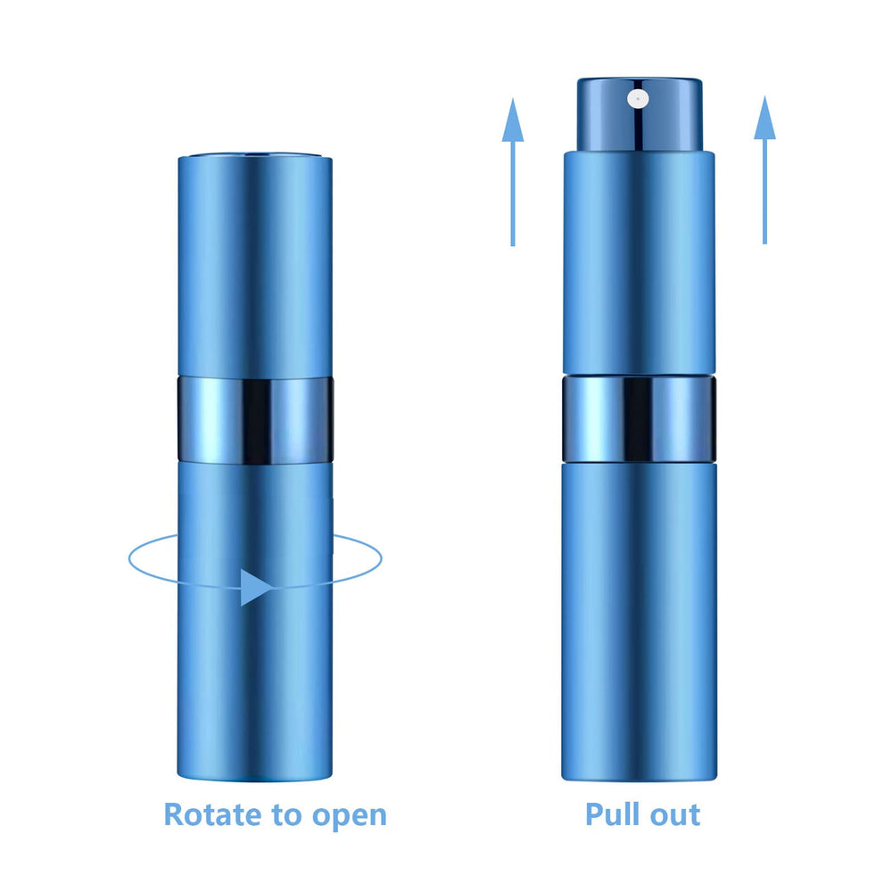 Lil Ray 8ml portable perfume atomizer in blue, lightweight refillable for trips