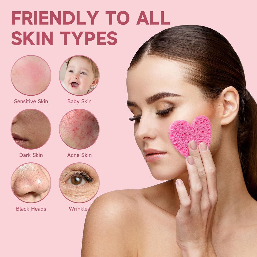 LILAC pink heart sponge closeup shows soft cellulose texture.