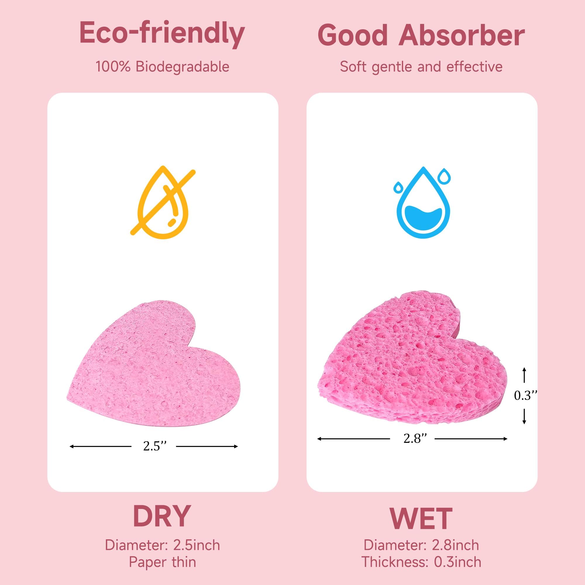 LILAC pink heart sponges in travel kit ready to cleanse.