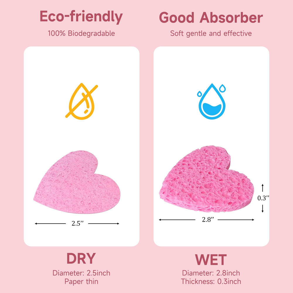 LILAC pink heart sponges in travel kit ready to cleanse.