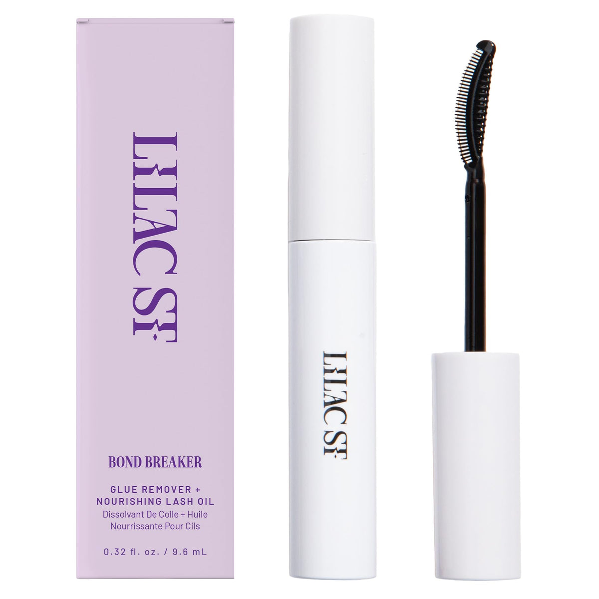 Lilac St Bond Breaker bottle cap close-up — travel-friendly lash remover for gentle removal.