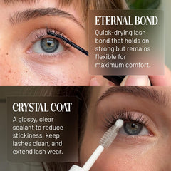 Lilac St Lash Crystal Coat being sealed onto lash tips.
