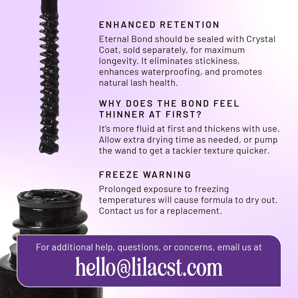 Lilac St lash glue dries quickly for bold, black finish.