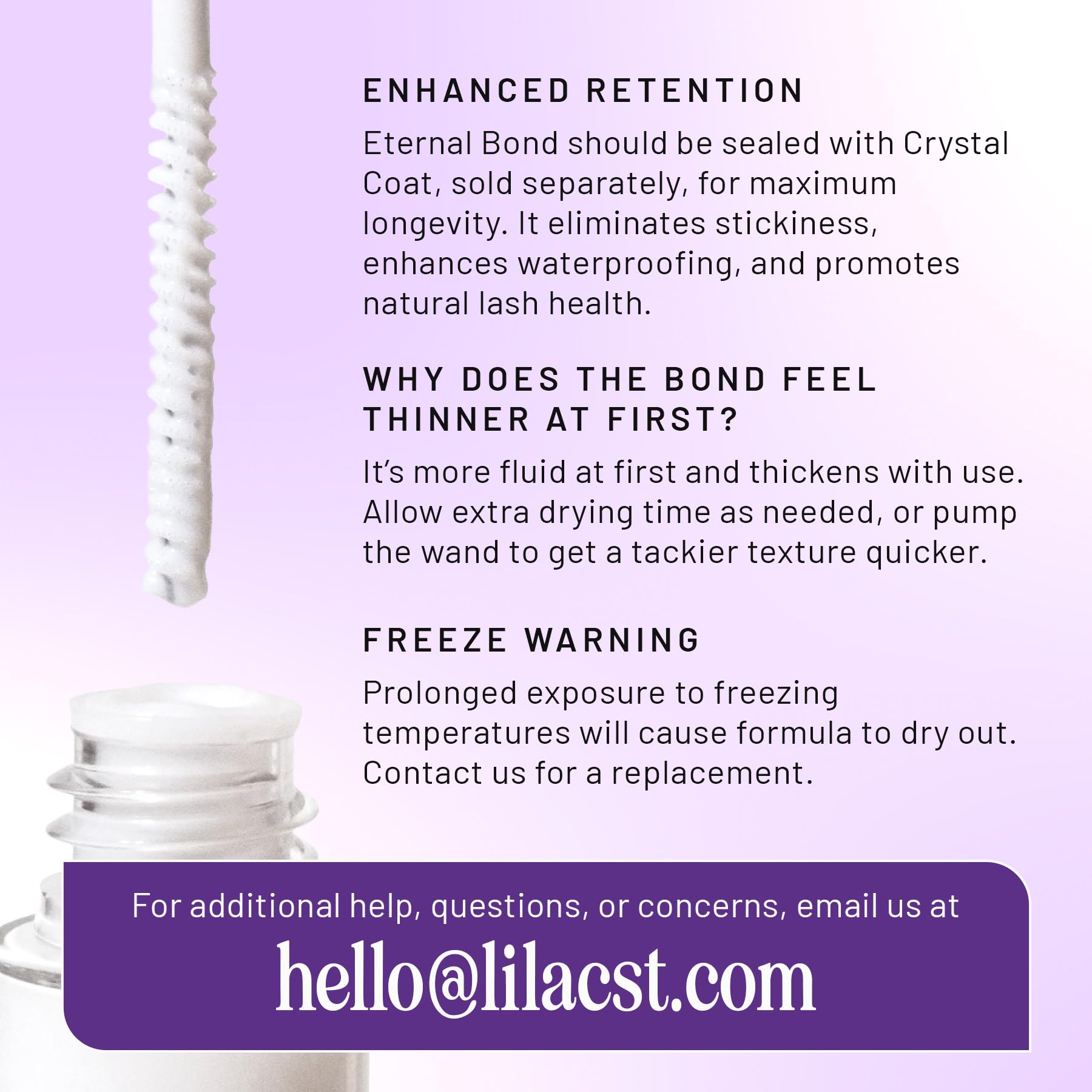 Lilac St lash-cluster mini wand applicator for precise lash placement.