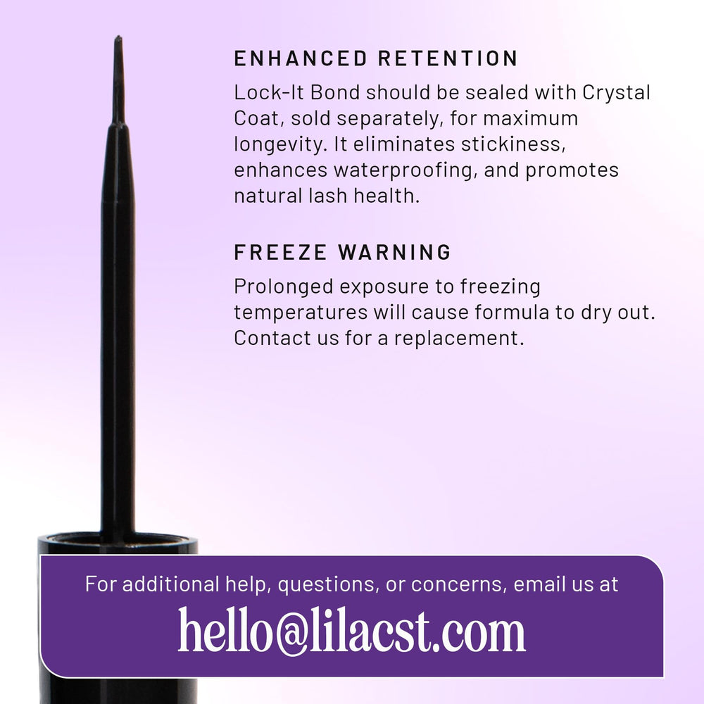 Lilac St Lock-It-Bond Black applied on lashes for controlled bonding.