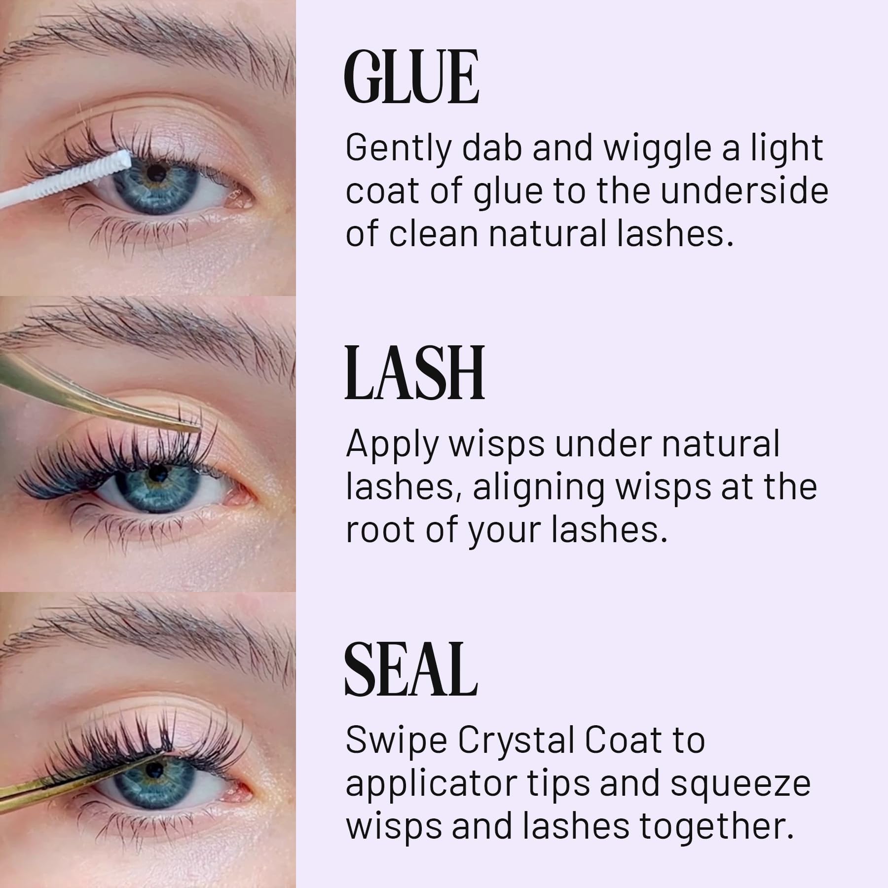 Lilac St Lock-It-Bond Black drying time between 30–45 seconds for lash prep.