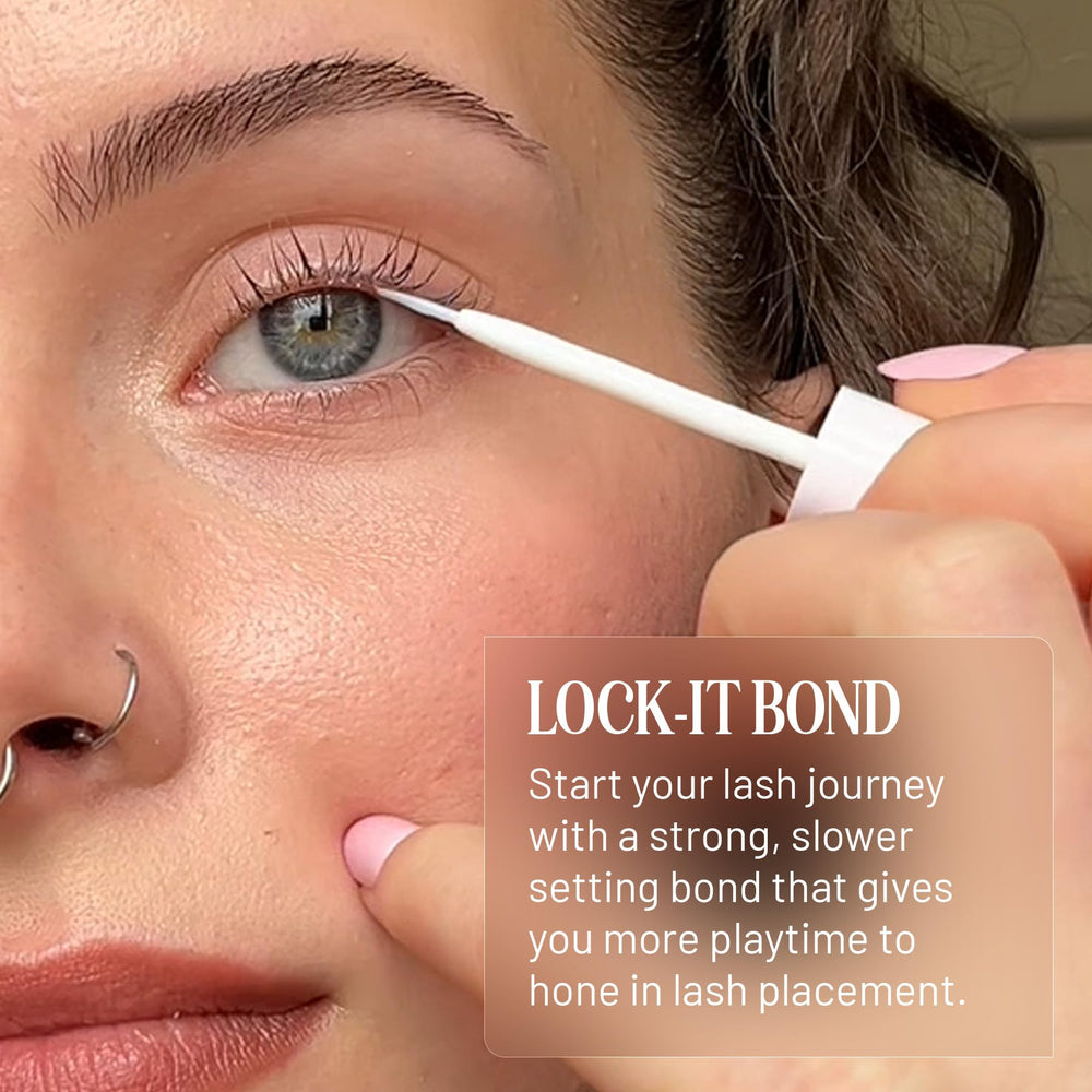 Lilac St Lock-It-Bond Clear brush-tip applicator for precise lash placement.