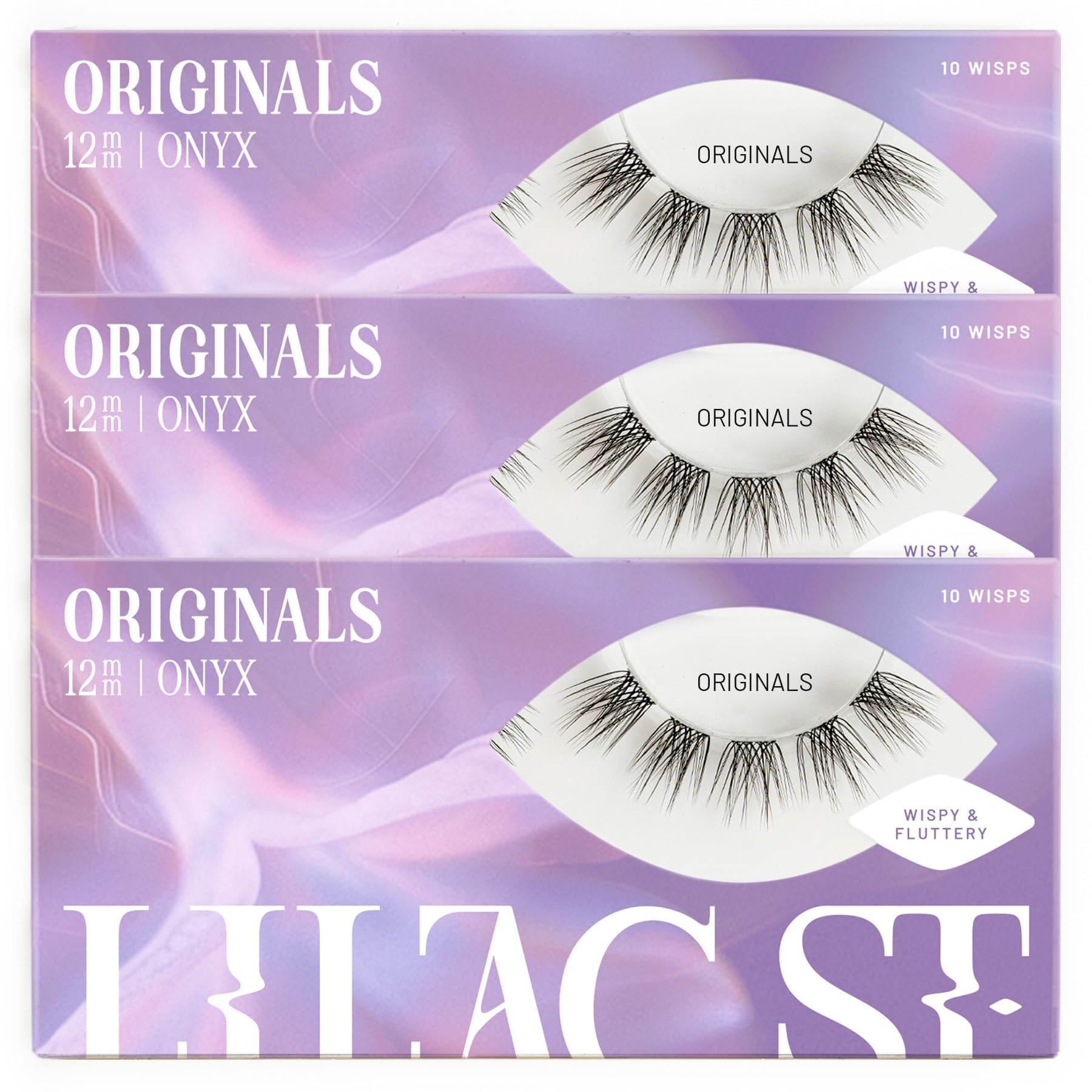 Lilac St Originals lashes on display showing 12mm clusters for natural lash look.