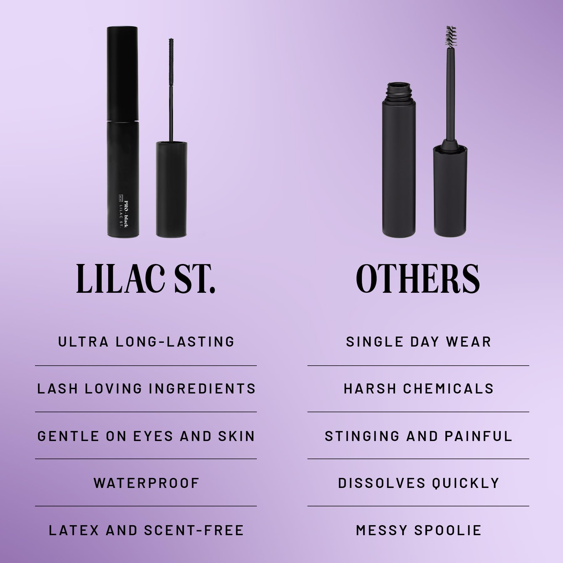 Lilac St sensitive eyes safe formula supports gentle wear.
