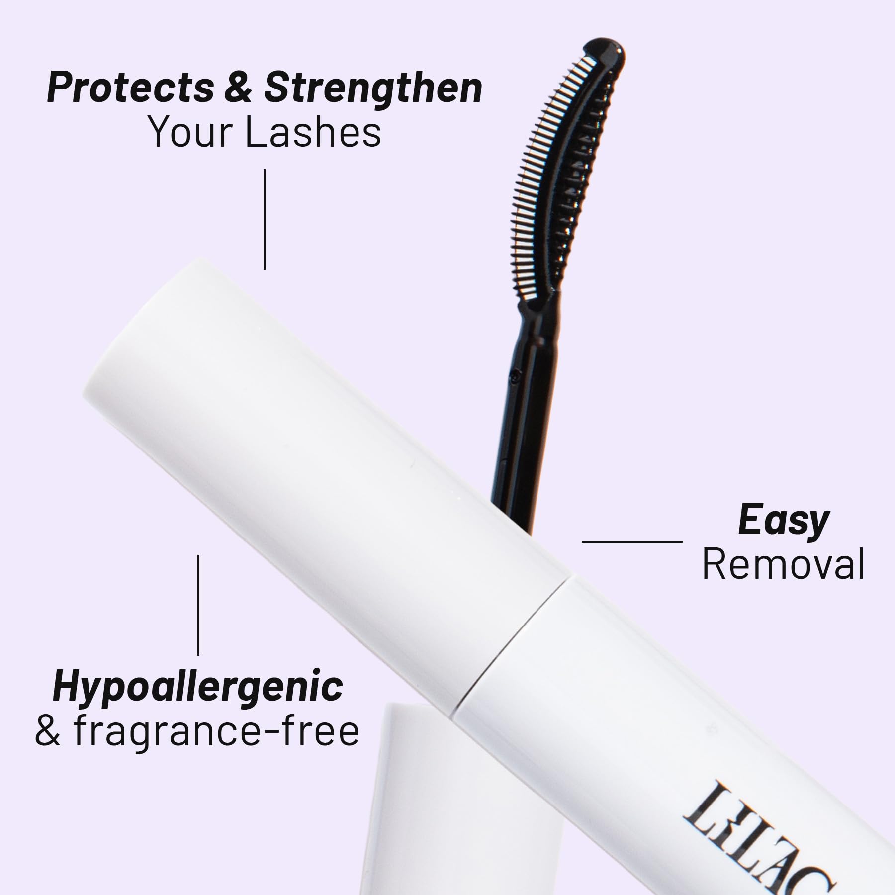 Lilac St waterproof formula badge — reliable removal on water-resistant lashes.