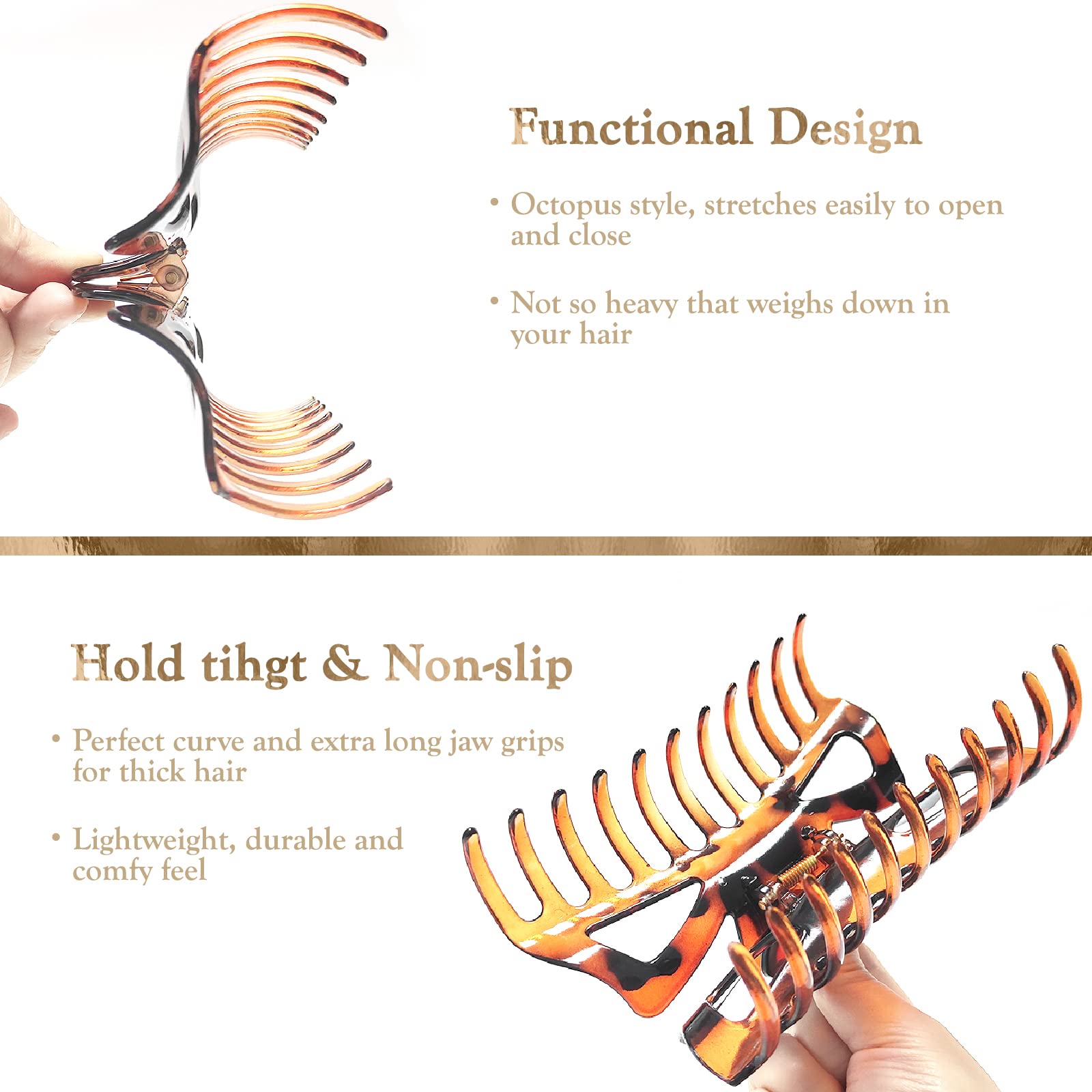 LILIEBE cream 5-5-inch claw clip offers subtle shine daily.