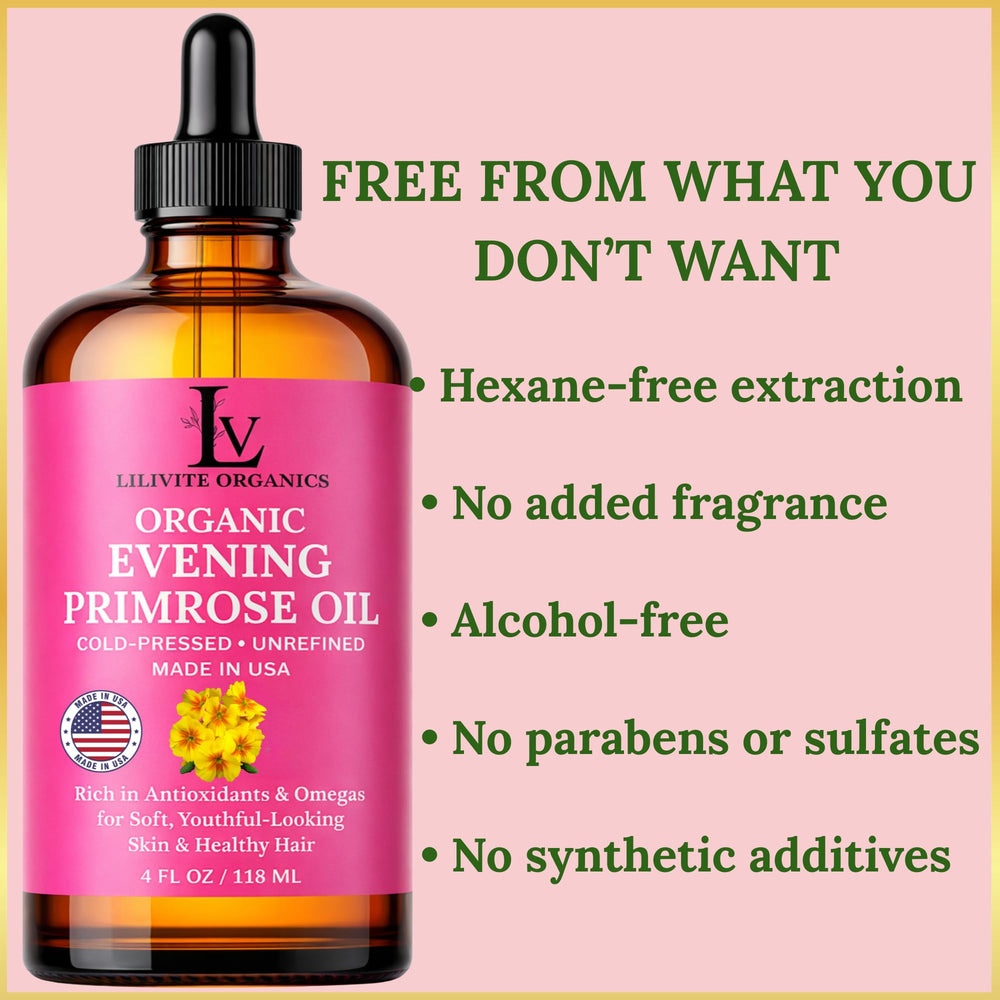 Cuidado de cabello y cuero cabelludo con aceite de Onagra para brillo natural.