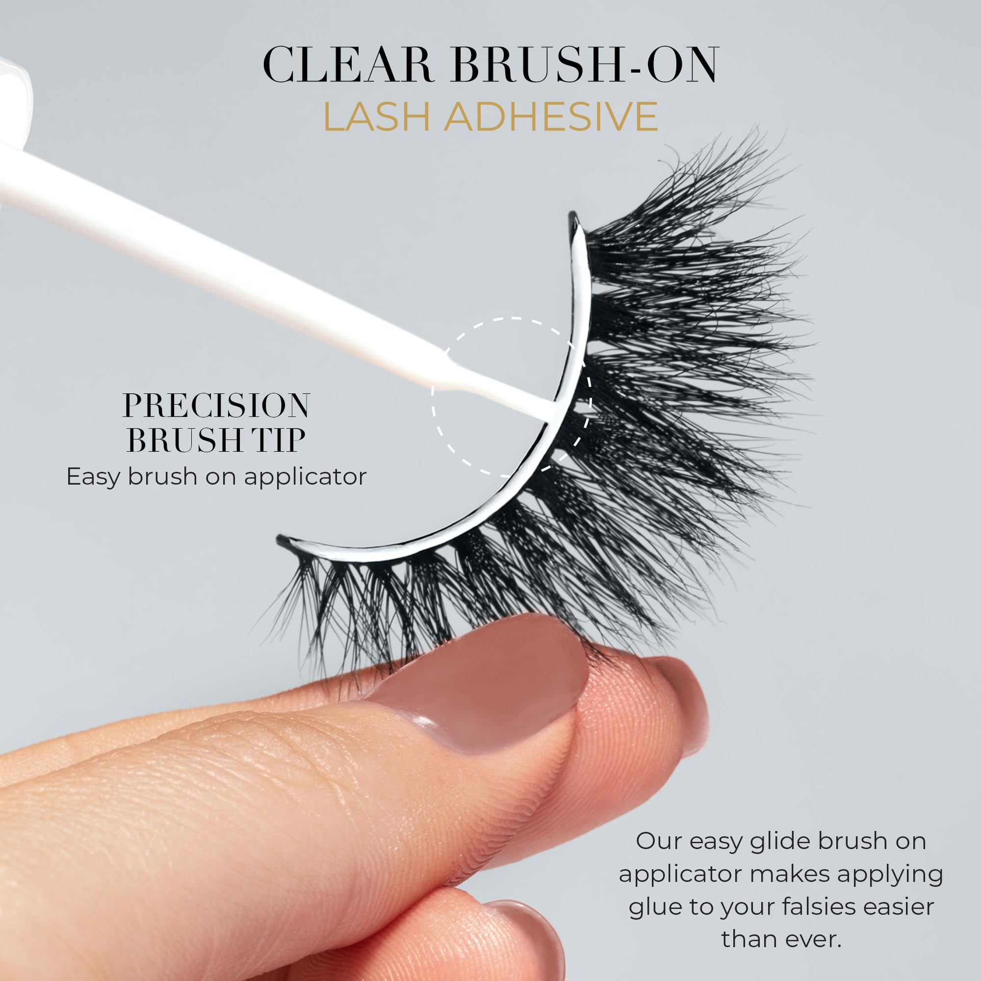 Lilly Lashes precision brush-on glue for even coverage on any lash band.