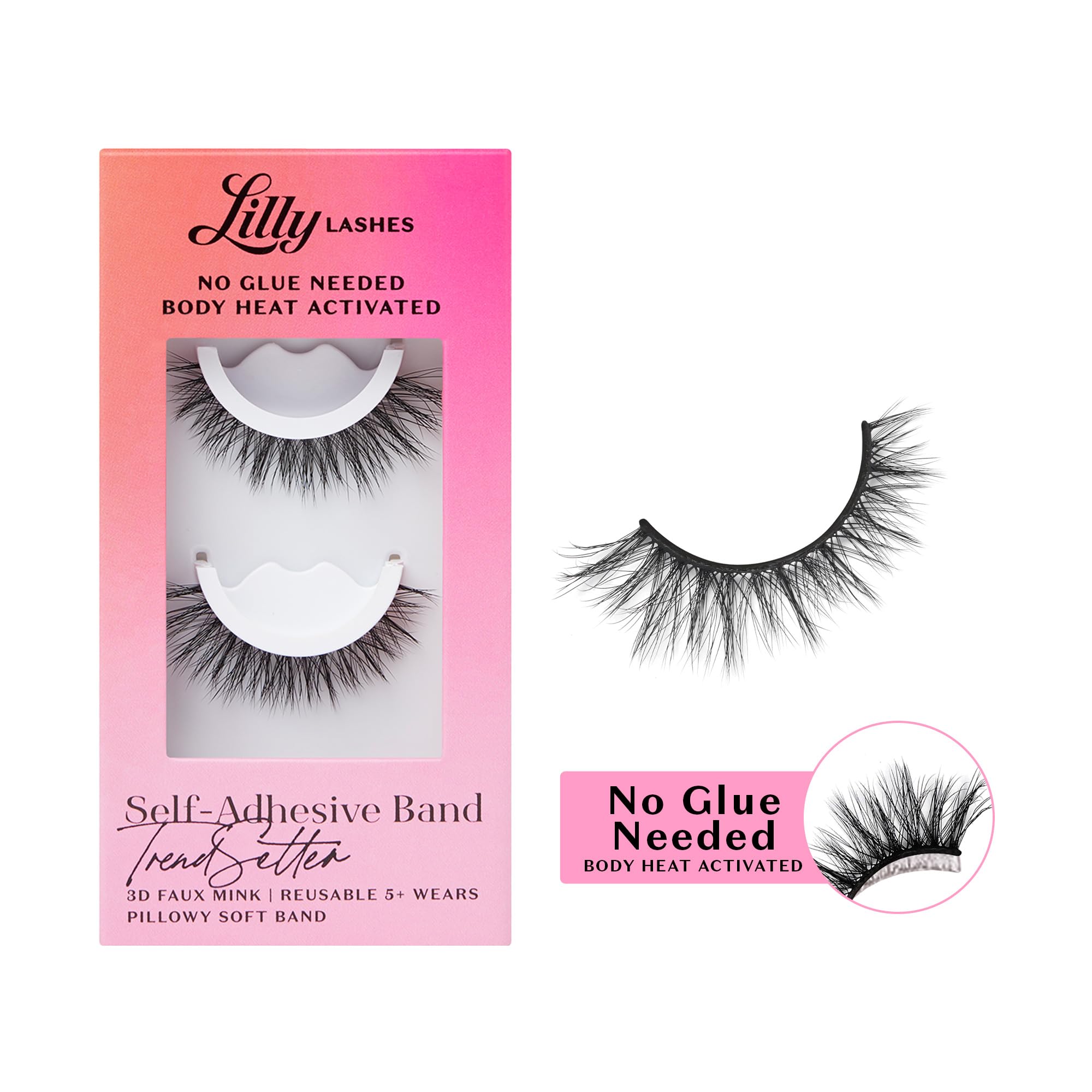 Lilly Lashes TrendSetter packaging showing a clean, mess-free self-adhesive solution
