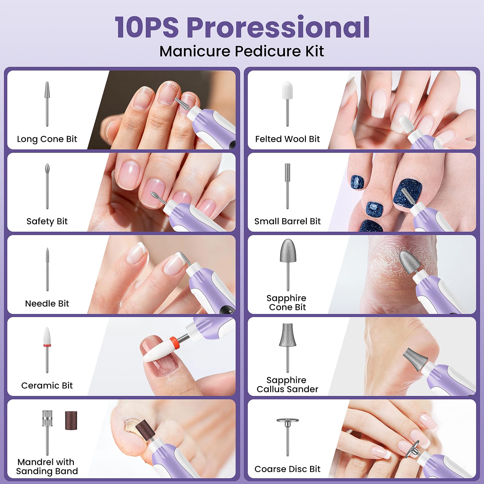 Lilonthy rechargeable nail care kit with LED lighting for precision.