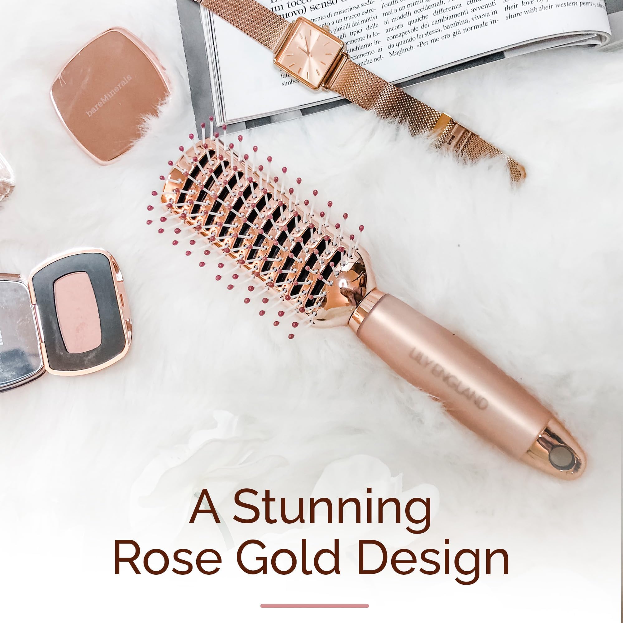 Lily England vented brush suitable for curly and straight textures.