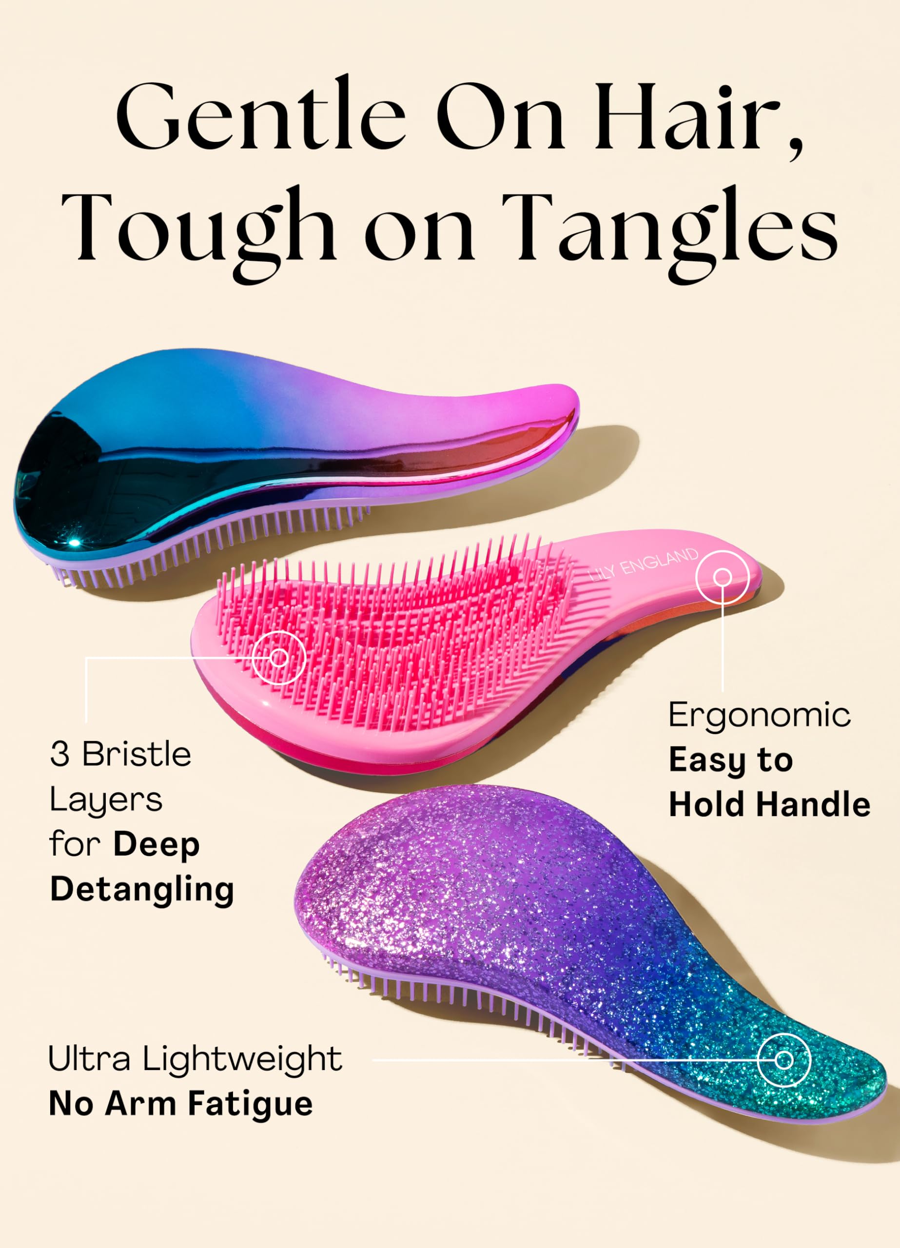 Lily England detangler brush ideal for kids to ease morning tangles safely.