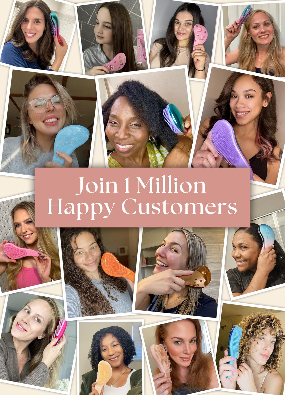 Lily England detangler brush packaging and ombre design on display.