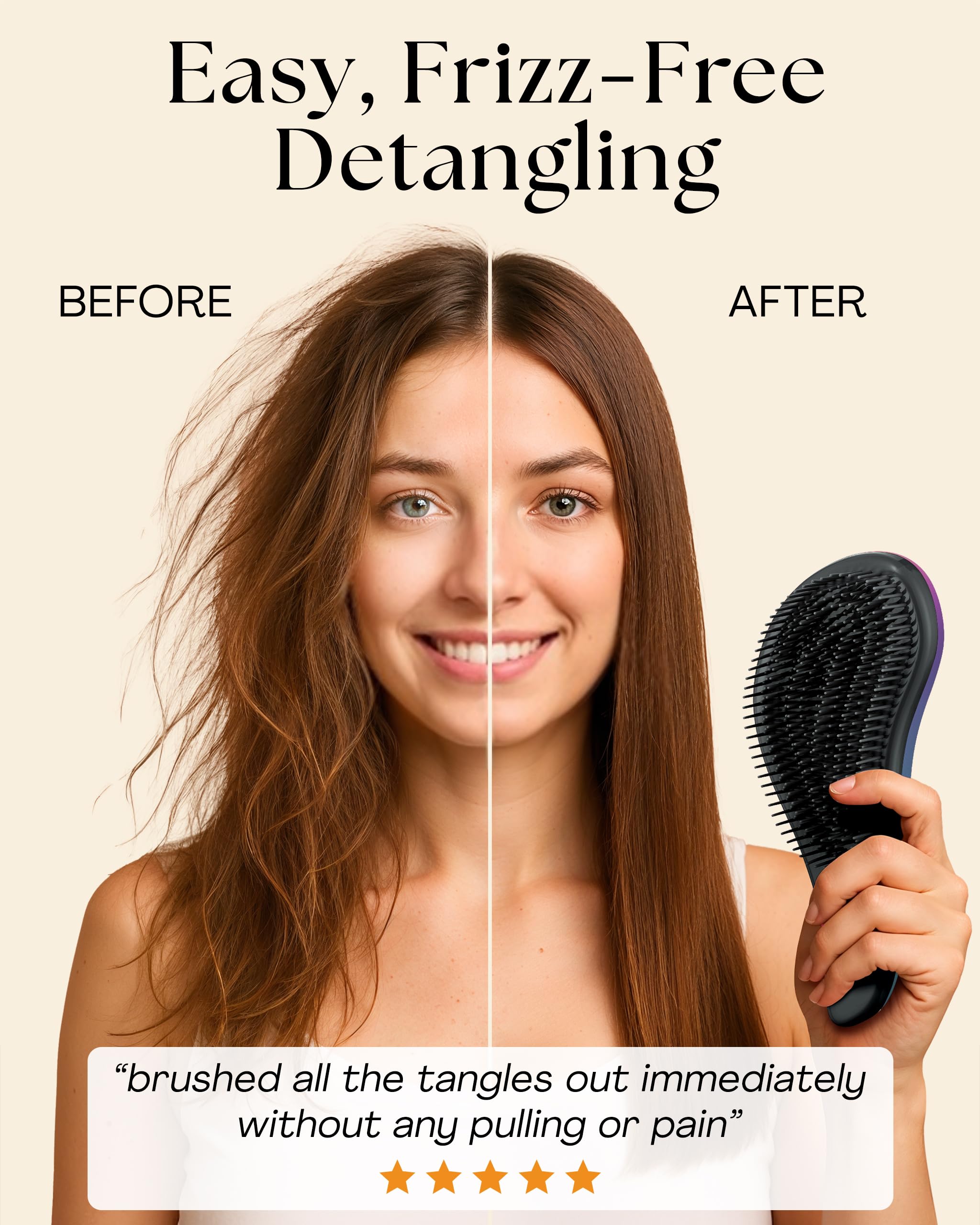 Lily England ergonomic detangler supports easy control during styling sessions.