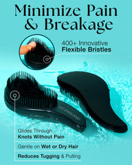 Lily England detangling brush with flexible bristles reduces snagging