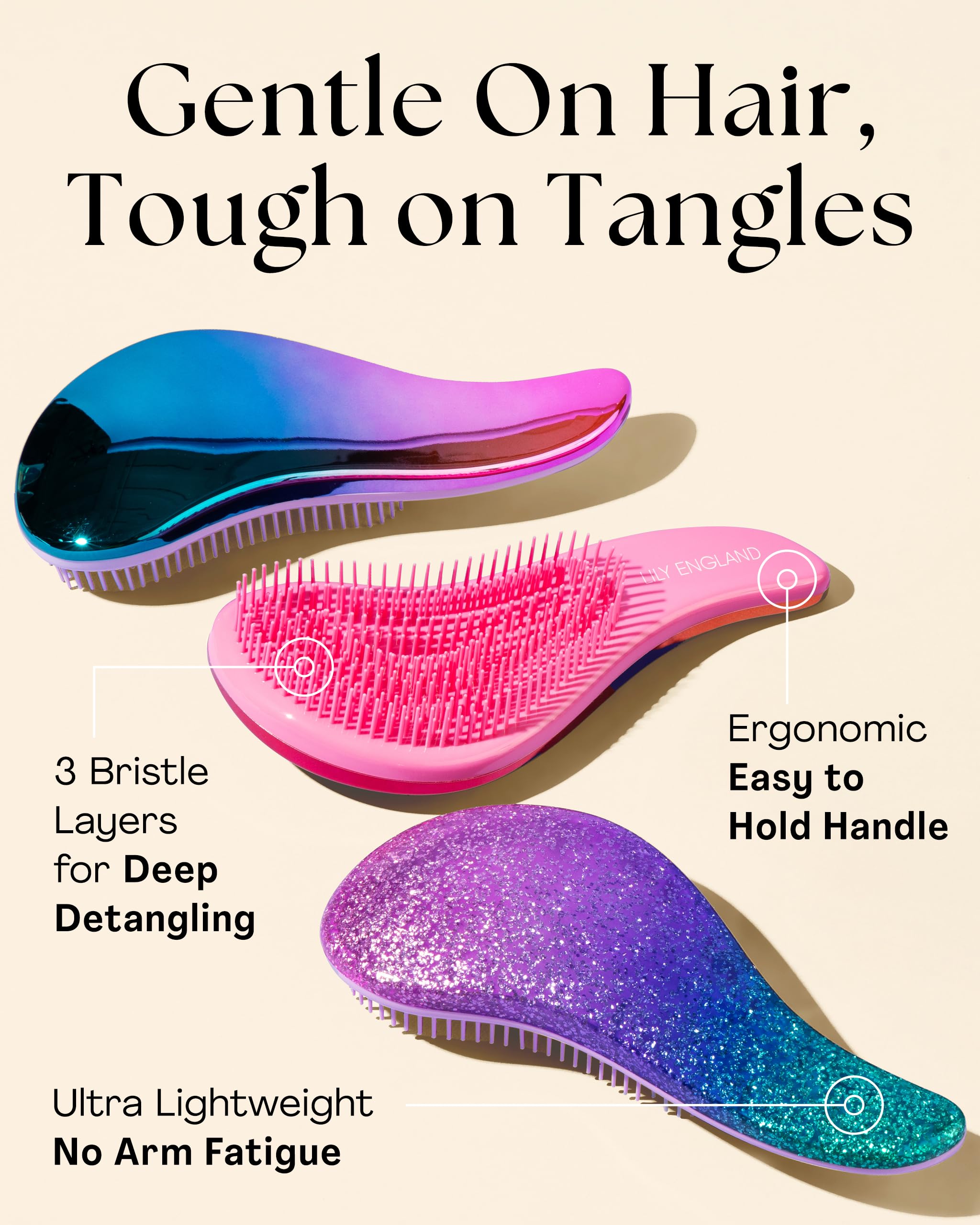 Lily England detangler is compatible with extensions and wigs for seamless styling.