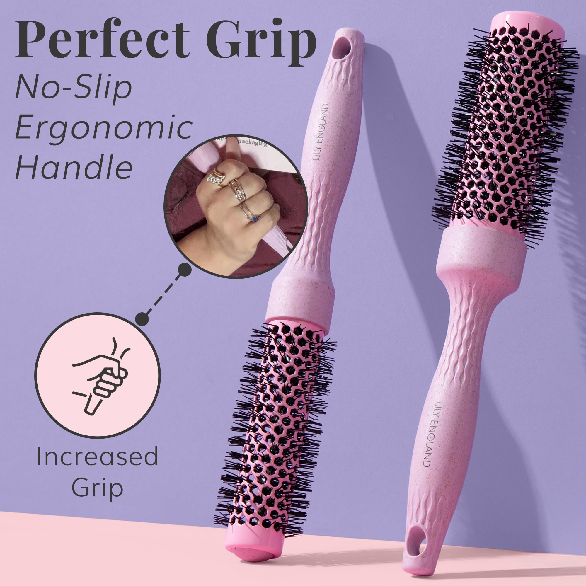 Lily England gift box pink round brush set ready for gifting.