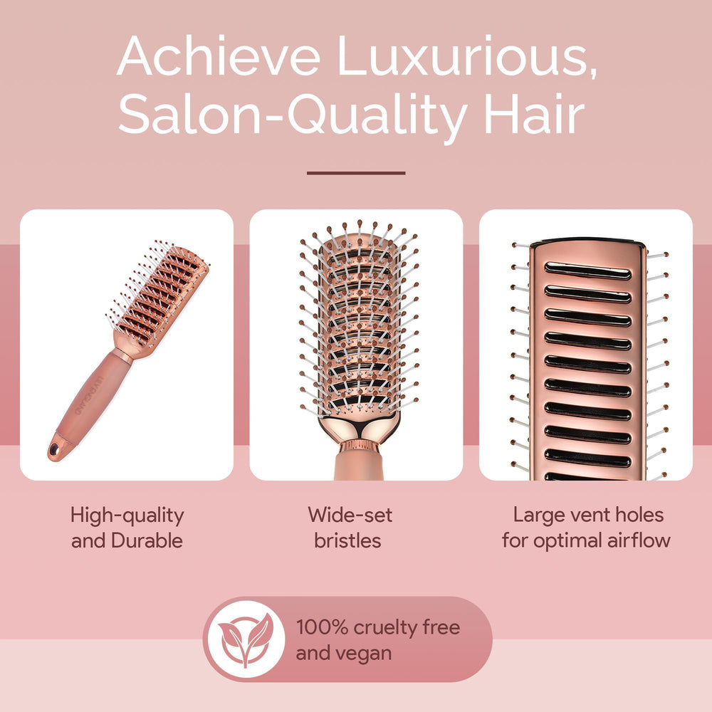 Lily England non-slip rose gold handle provides secure, comfortable grip.