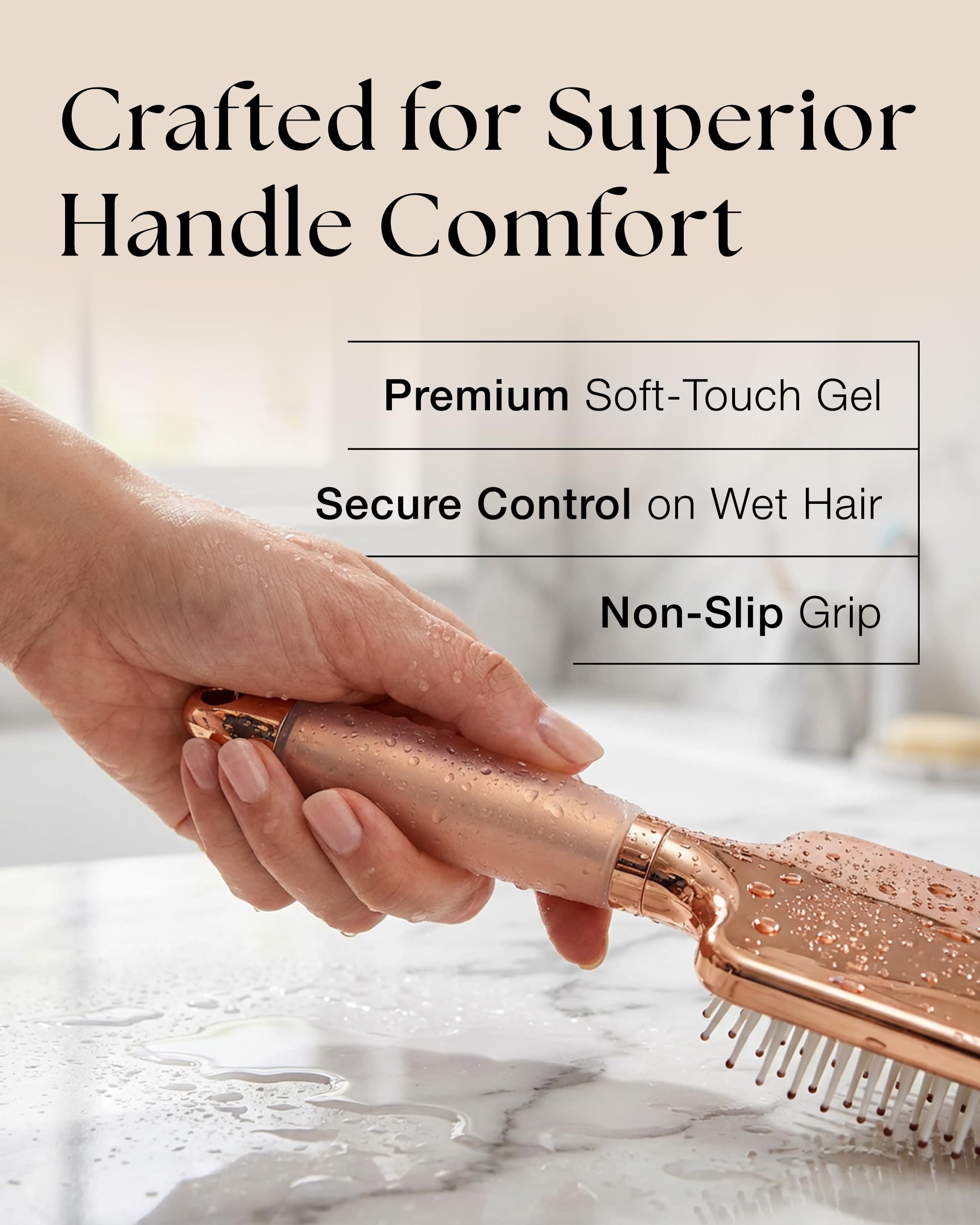 Flexible bristles glide through knots while massaging the scalp