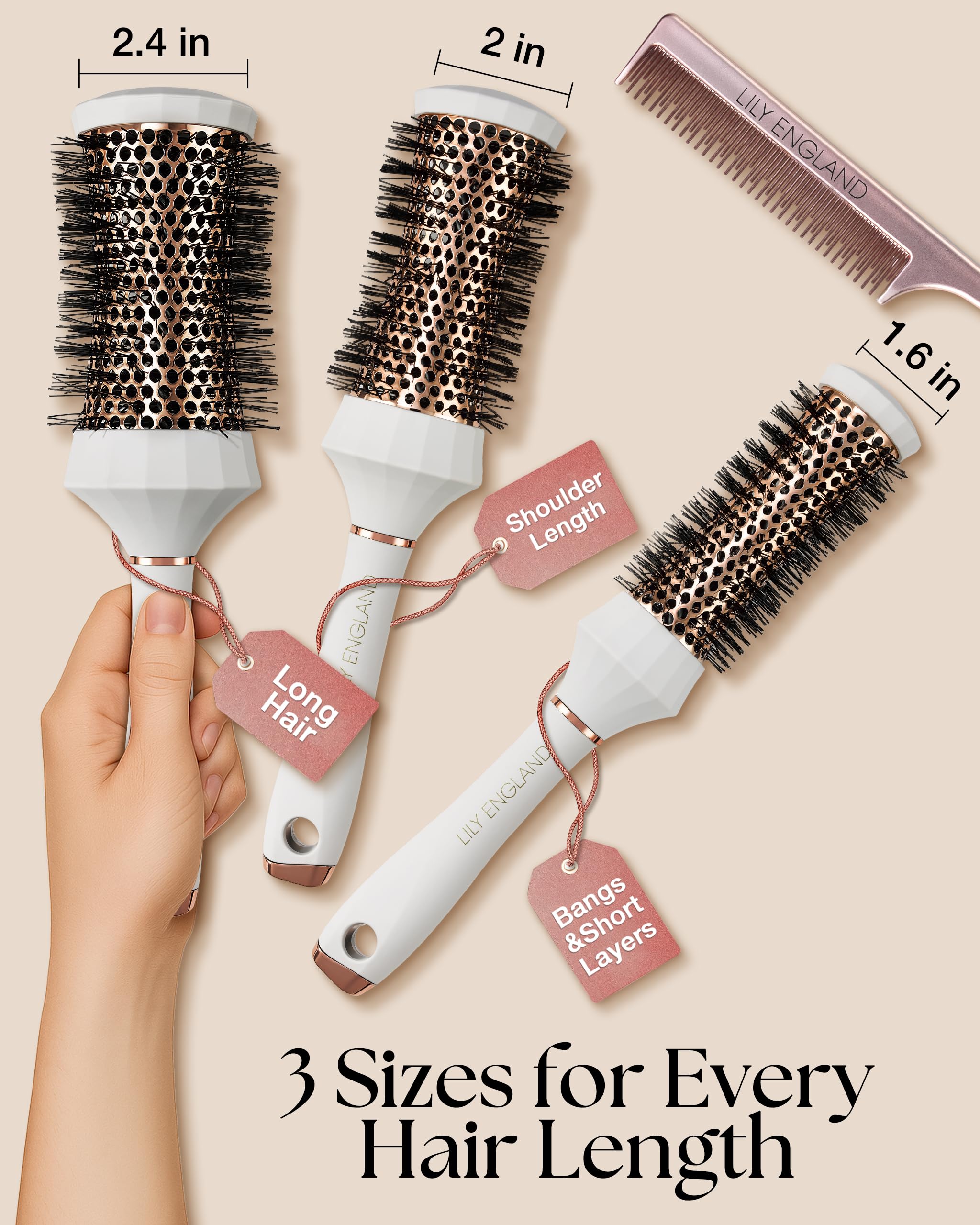 Lily England round brush medium 64mm for balanced volume and smooth blowouts