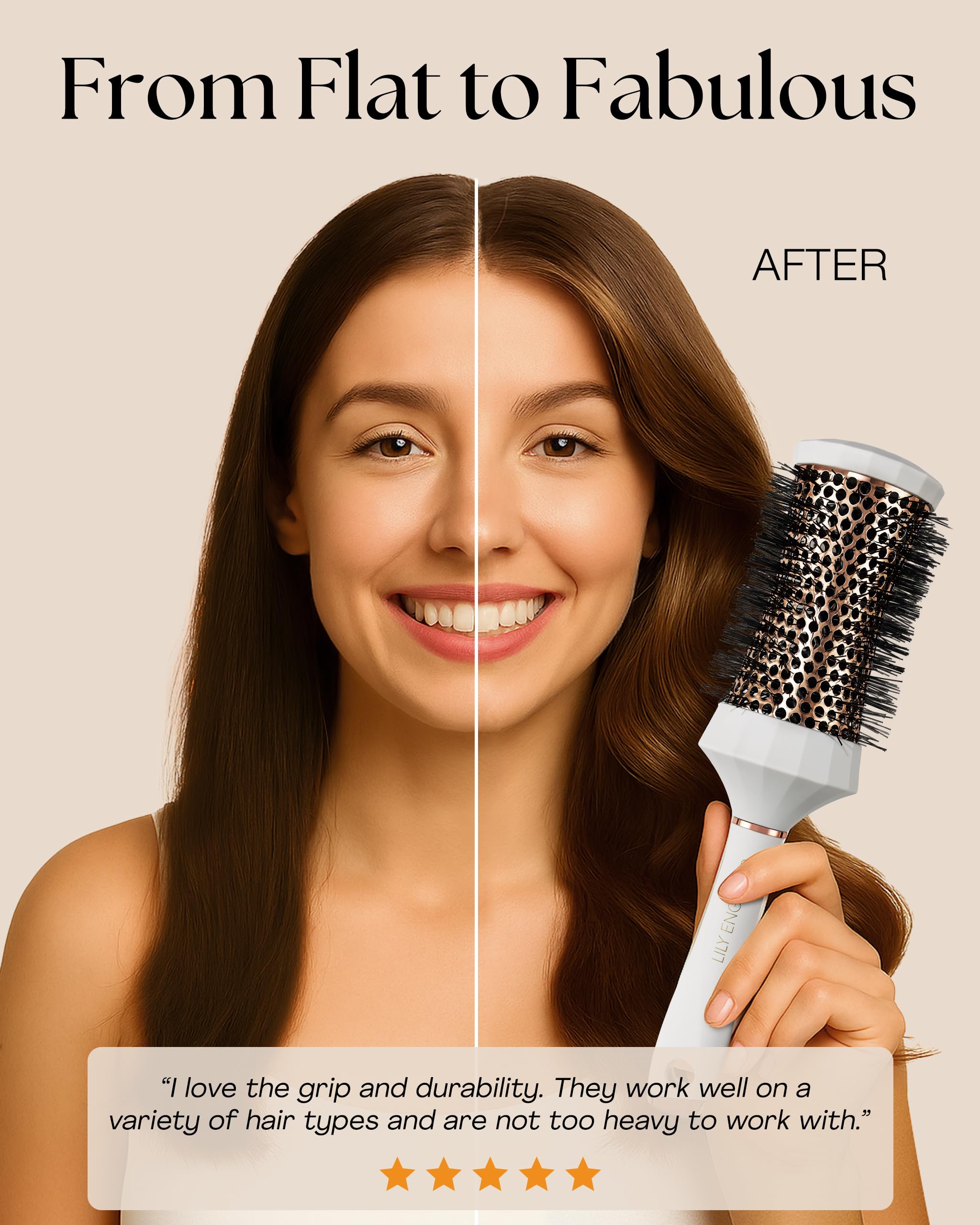 Lily England round brush small 53mm for precise root lift and sleek finish