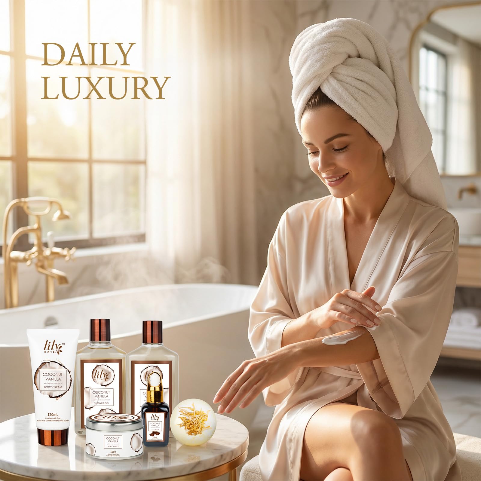 LILY ROY bath sponge and shower gloves for gentle cleansing