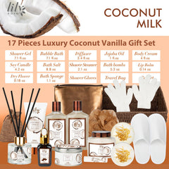 LILY ROY coconut vanilla shower gel for warm, cozy evenings