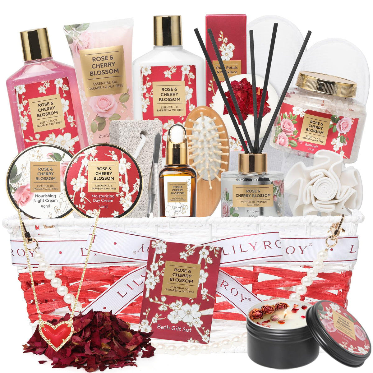 LILY ROY Rose Spa Basket—ideal gift for pampering moments.