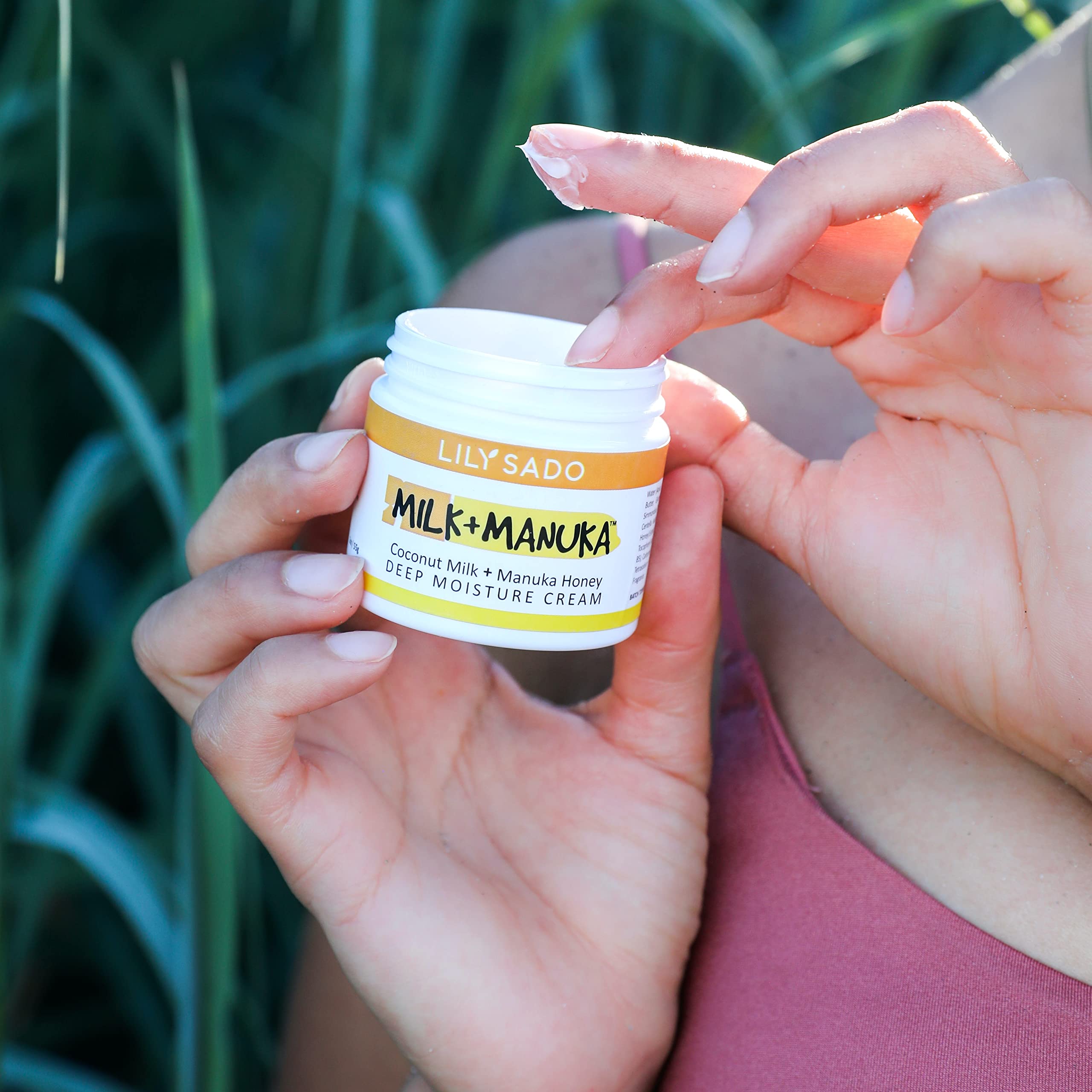 LILY SADO Milk+Manuka ingredients packaging showcases clean, organic formula